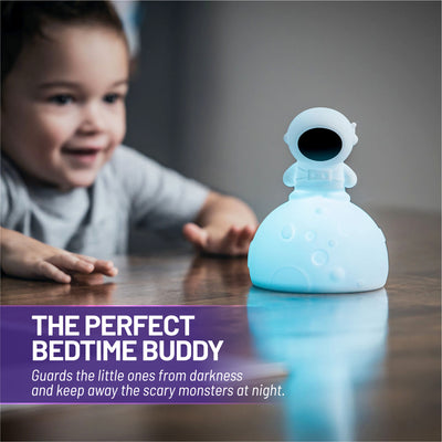 The perfect bedtime buddy - boy with astronaut nightlight
