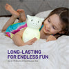 Long lasting for endless fun - up to 72 hours of continuous use - girl with LumiDragon glowing yellow.