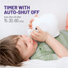 15, 30, 60 minute sleep timer with auto shut off - Boy holding LumiElephant nightlight.