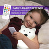 Easy adjust settings - 12 stages of brightness - girl holding LumiFox glowing white.
