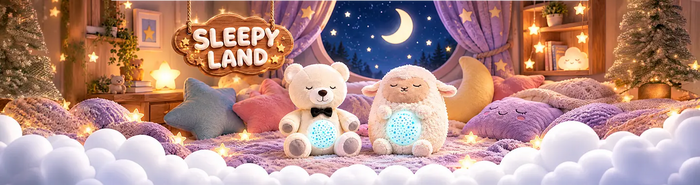 plush sound soother for babies with LED light star projection and soothing melodies