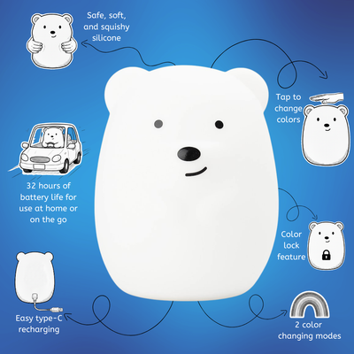 LumiPets® Bella the Bear- Children's Touch Night Light Junior