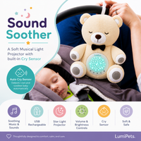 Lumipets Bear with Sound  Nursery Night Light & Sound Soother for Babies view 2