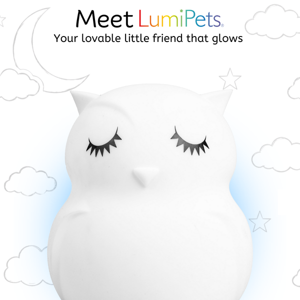 Owl Night Light - Soft Silicone Nursery Lamp | LumiPets® Opal
