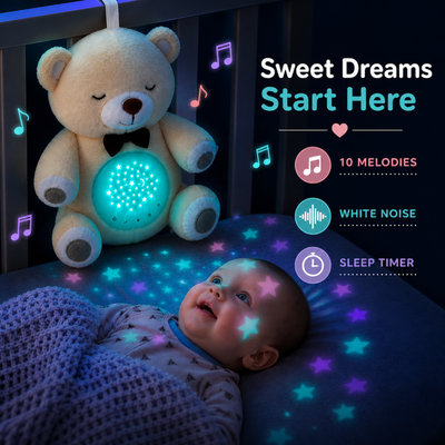 Lumipets Bear with Sound  Nursery Night Light & Sound Soother for Babies