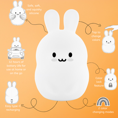 LumiPets® Basil the Bunny- Children's Touch Night Light Junior