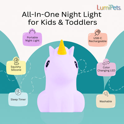 LumiPets® Unicorn - Children's Nursery Touch Night Light