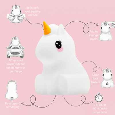 LumiPets® Unicorn - Children's Nursery Touch Night Light