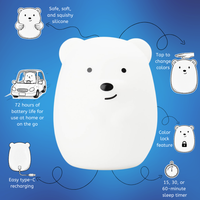LumiPets® Benny the Bear- Children's Touch Night Light view 3
