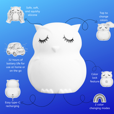 LumiPets® Owen the Owl- Children's Touch Night Light Junior