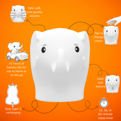 LumiPets® Eggbert the Elephant- Children's Touch Night Light