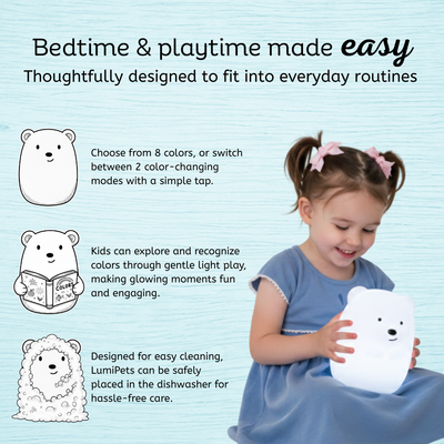 LumiPets® Bella the Bear- Children's Touch Night Light Junior
