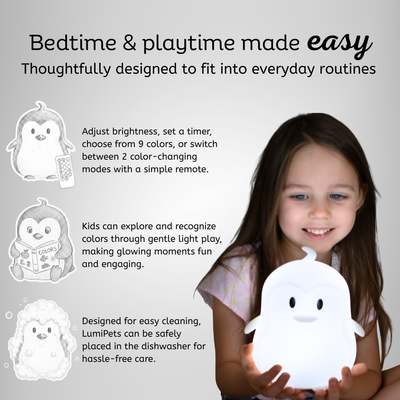 LumiPets® Pebbles the Penguin- Children's Touch Night Light