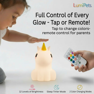 LumiPets® Unicorn - Children's Nursery Touch Night Light