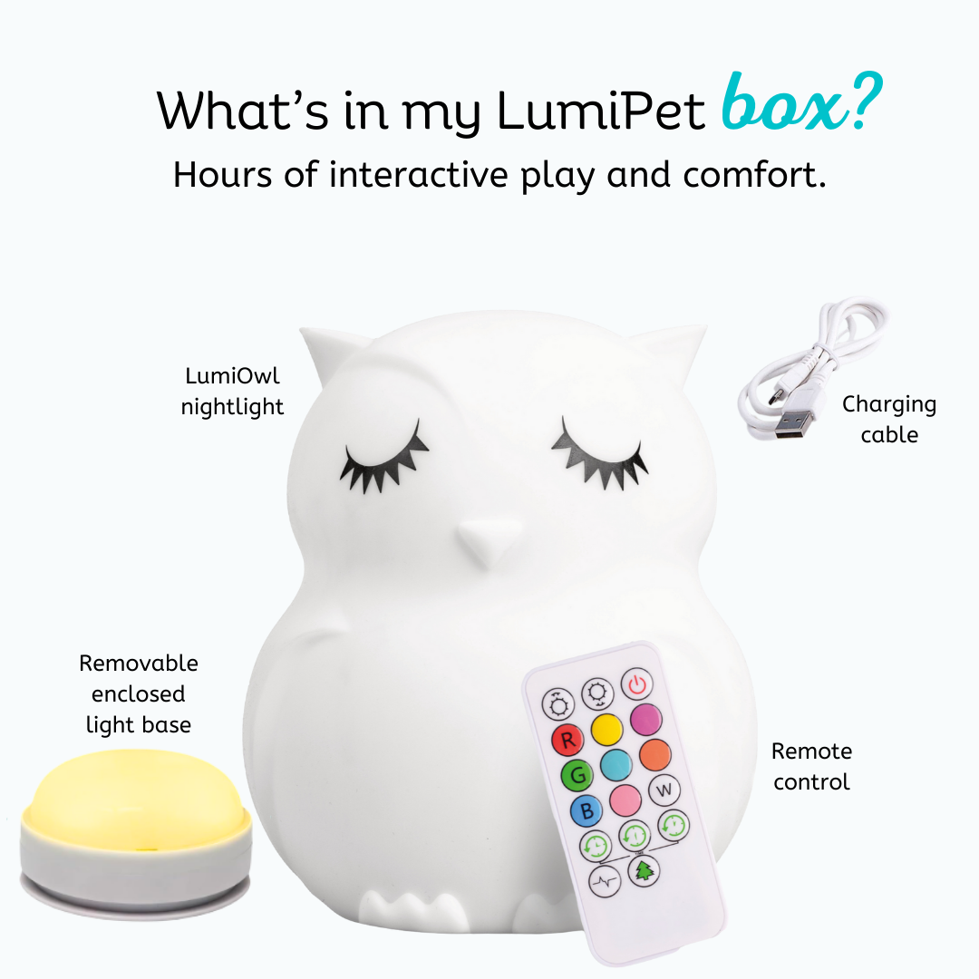 Owl Night Light - Soft Silicone Nursery Lamp | LumiPets® Opal