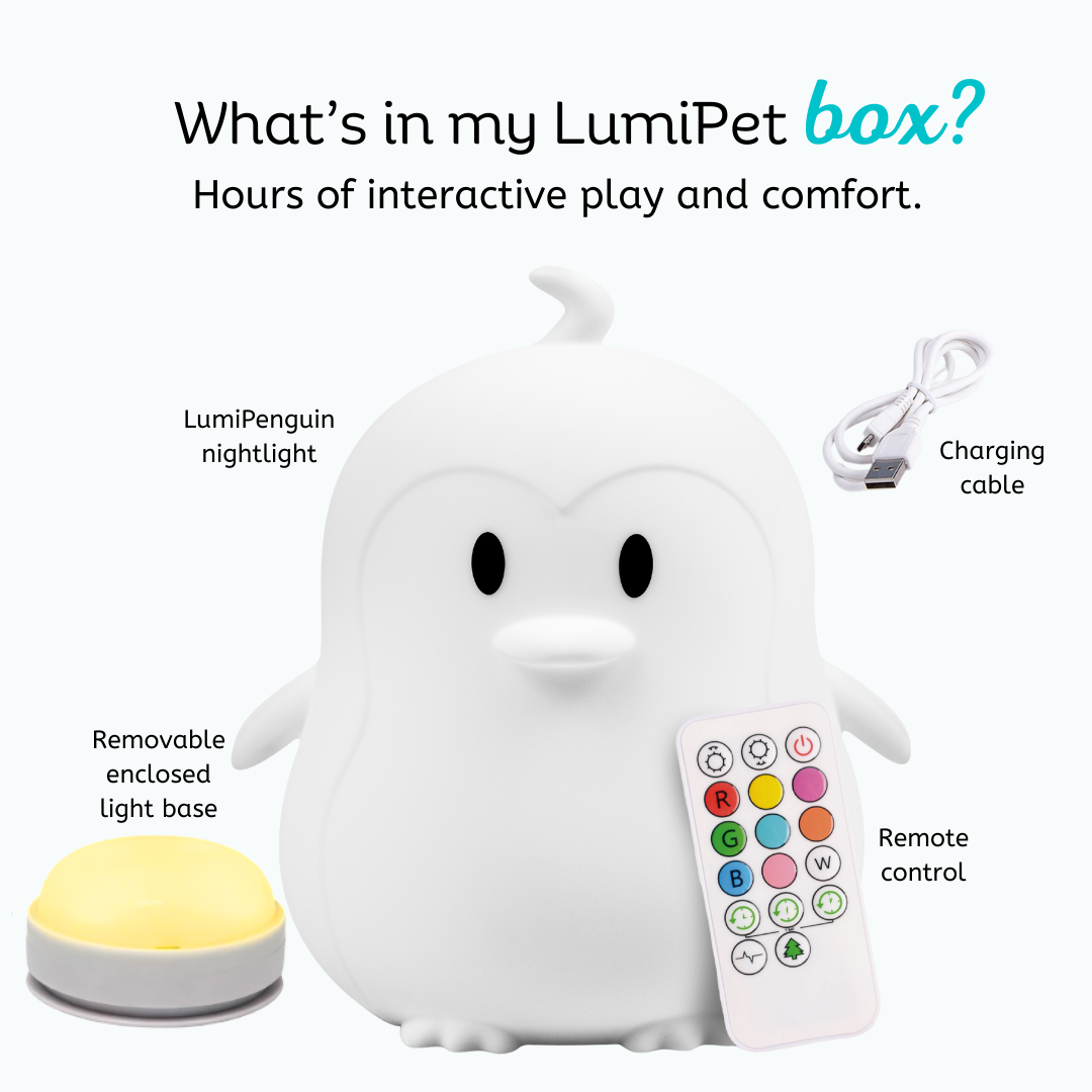 Pebbles the Penguin Night Light: Soft LED Lamp | LumiPets