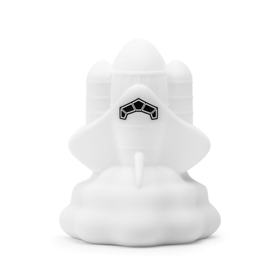 White neck gaiter with a black logo on a white background