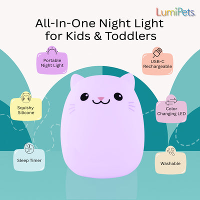LumiPets® Clive the Cat- Children's Touch Night Light