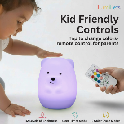 LumiPets® Benny the Bear- Children's Touch Night Light