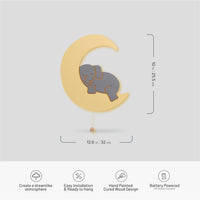 LumiDreams Wall Light - Kid's Decor Nightlight Elephant on Moon view 3