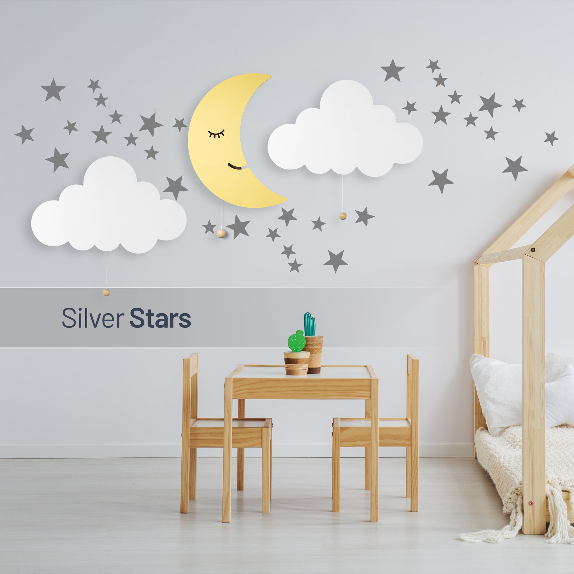 LumiDreams Wall Light - Silver Star Stickers (56 piece)