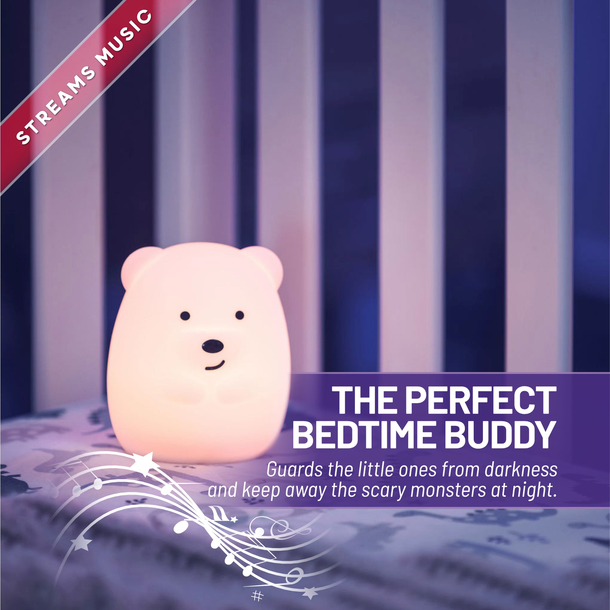 LumiPets Bluetooth Bear Children s Nursery Touch Night Light Lumieworld