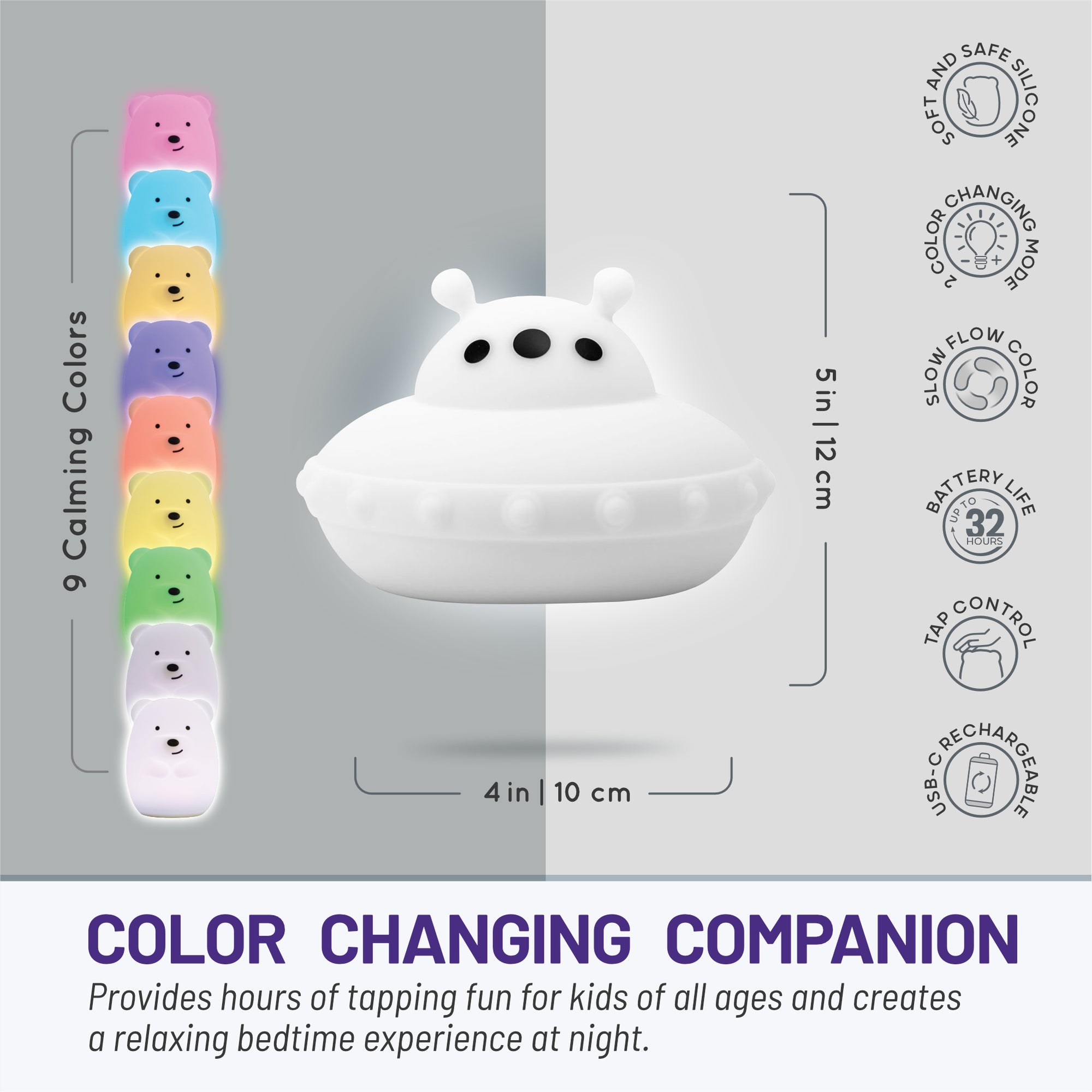 LumiPets® Ugo the UFO- Children's Touch Night Light Junior