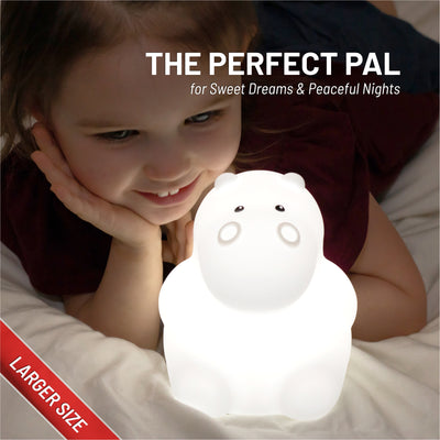 The perfect pal - larger size - girl with LumiHippo glowing white.