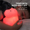 15, 30, or 60 minute sleep timer - boy sleeping with LumiHippo glowing red.